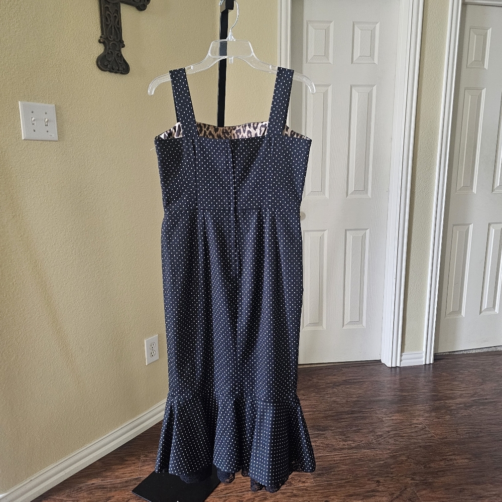 Dolce & Gabbana Sleeveless Midi Elegant Black Polka Dot Dress Size 46IT/US10-12 - Picture 6 of 16